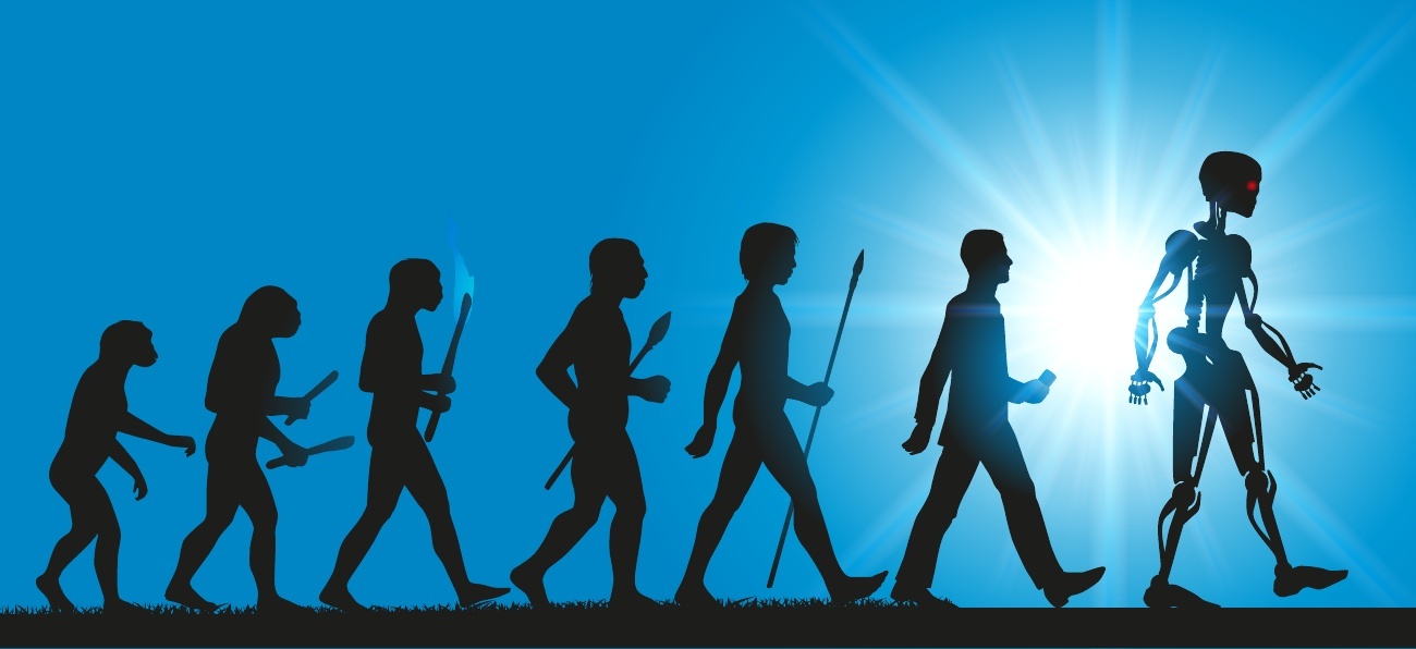 Human evolution from monkeys to robots